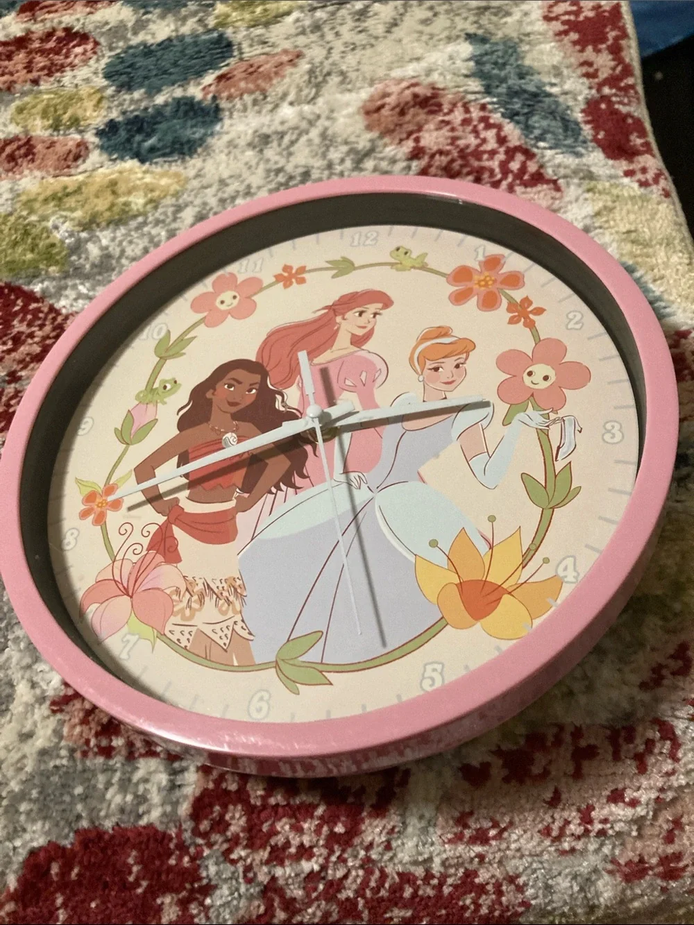 Disney Pink Princess Floral Wall Clock